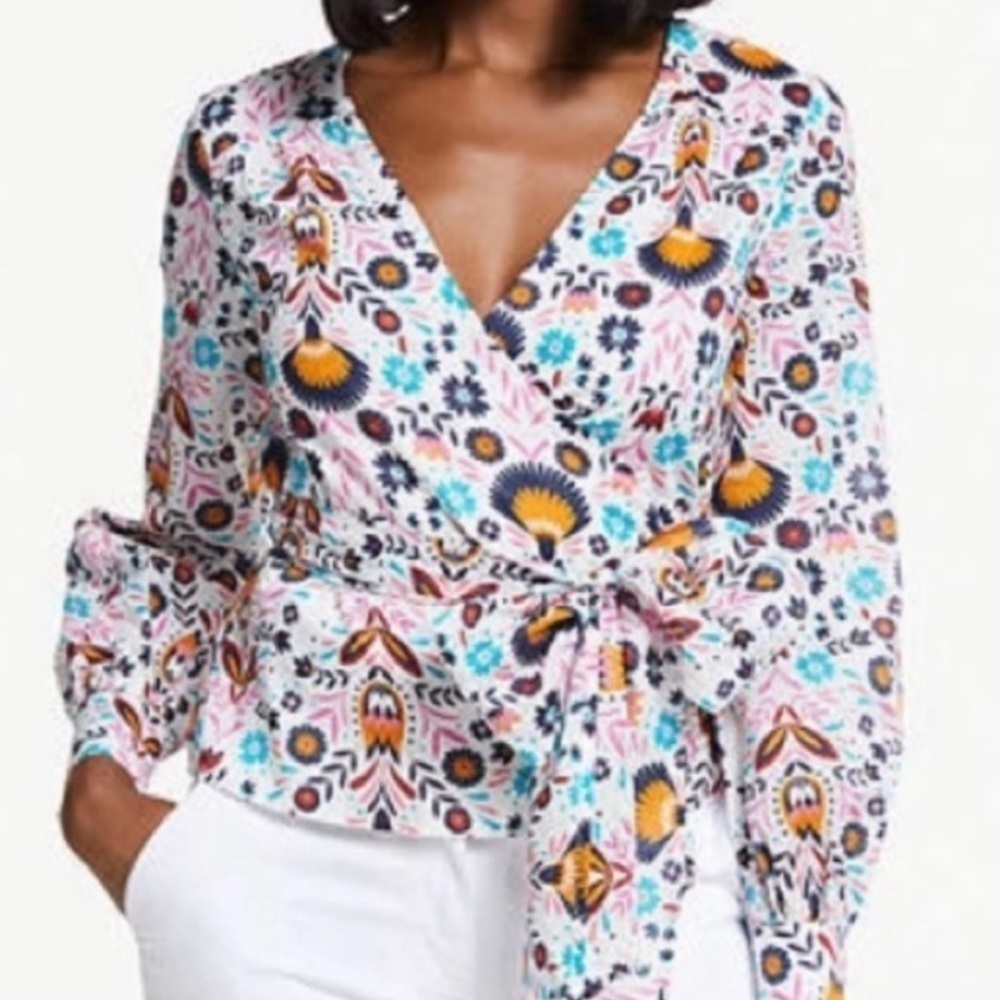 Boden Rasamund Cotten Floral Print Wrap Top US 8